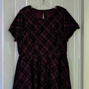 Torrid plaid knit skater dress, pockets, burgundy